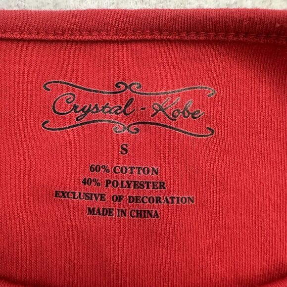 Crystal Kobe Christmas Shirt Womens Small S Red White Snowflake Long Sleeve - Picture 10 of 12
